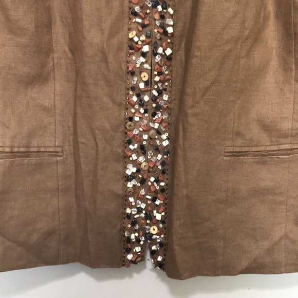 Jm Collection linen beaded brown blazer jacket size 18 - Picture 3 of 8